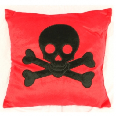 Piratenkissen rot mit Totenkopf