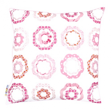 Kissen Ringelrosen wei�-rosa