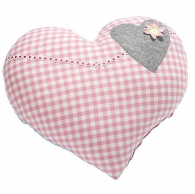 Kissen Herz Karo rosa