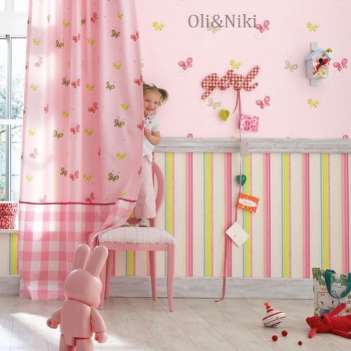 Hochwertige Kindertapeten : Kindertapete gestreift rosa-t?rkis-gr?n-pink Hochwertige Kindertapeten : Kindertapete gestreift rosa-t?rkis-gr?n-pink