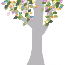 Tapetenbaum gro grau-bunt