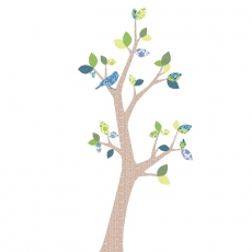 Tapetenbaum Vogel braun-blau-grn
