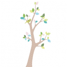 Tapetenbaum Vogel braun-grn-trkis