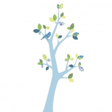 Tapetenbaum Vogel hellblau-blau-grn