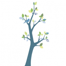 Tapetenbaum Vogel blau-hellblau-grn