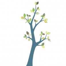 Tapetenbaum Vogel blau-grn