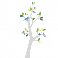Tapetenbaum Vogel grau-blau-grn