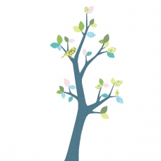 Tapetenbaum Vogel blau-grn-trkis