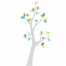 Tapetenbaum Vogel grau-grn-trkis
