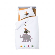 Kinderbettw�sche wei� s��e Tiere Fleuresse