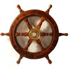Steuerrad aus echtem Holz braun lackiert 46 cm