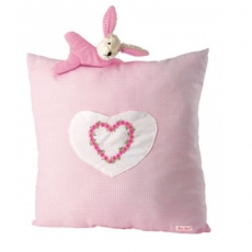 Kissen Vichy mit Stickerei rosa
