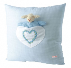 Kissen Vichy mit Stickerei hellblau
