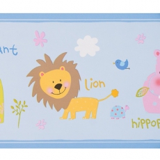 Bord�re Babyzimmer Safari hellblau