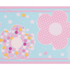 Bord�re Babyzimmer Blumen rosa-blau