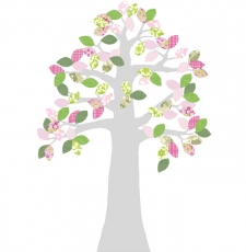 Tapetenbaum grau-grn-rosa