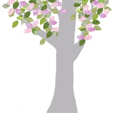 Tapetenbaum gro grau-rosa-grn