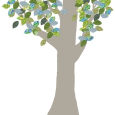 Tapetenbaum gro grau-blau-grn