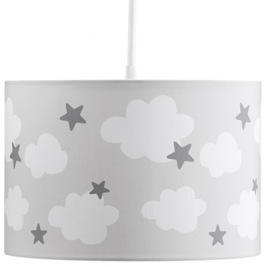 H�ngelampe Wolken und Sterne grau