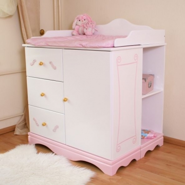 Wickelkommode weiß-rosa  Königliche Kutsche