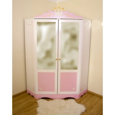 Eckbabyschrank weiß-rosa Kutsche