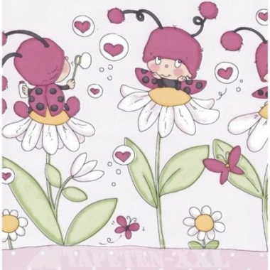 Bordüre Babyzimmer Marienkäfer pink