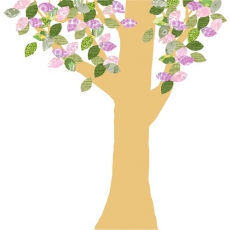 Tapetenbaum gro braun-rosa-grn