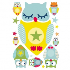 Wandsticker Summer Owls Multicolour