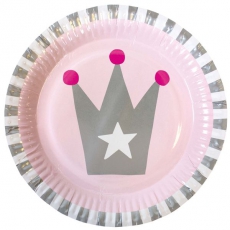 Pappteller Krone rosa