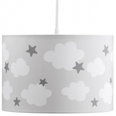 H�ngelampe Wolken und Sterne grau