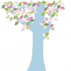 Tapetenbaum gro hellblau-grn-rosa