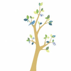 Tapetenbaum Vogel gold-blau-grn