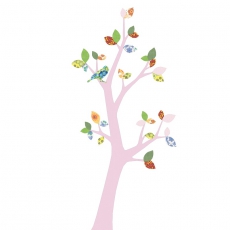 Tapetenbaum Vogel rosa-grn-bunt