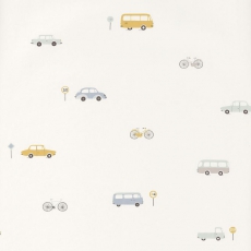 Happy Dreams Tapete Fahrzeuge mint-gelb