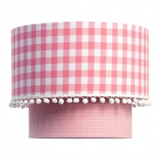 Hngelampe Vichy-Karo rosa Doppelschirm