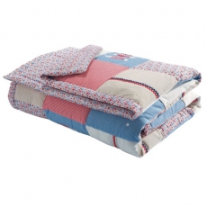 Patchworkdecke blau Camengo