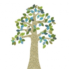 Tapetenbaum beige-blau-grn