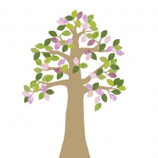 Tapetenbaum braun-grn-rosa