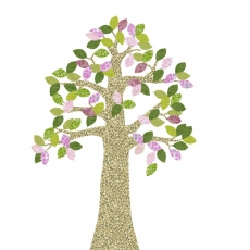 Tapetenbaum beige-grn-rosa