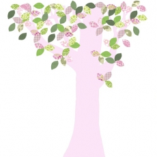 Tapetenbaum gro rosa-grn